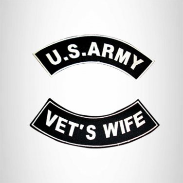 US ARMY VET'S WIFE VETERAN Iron on 2 Patches Set Sew on for Vest Jacket