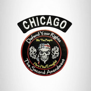 CHICAGO Defend Your Rights the 2nd Amendment 2 Patches Set for Vest Jacket