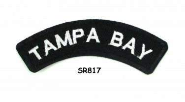 Tampa Bay State White on Black Small Rocker Patch Front for Biker Jacket Vest