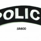 Police White on Black Small Rocker Patch Front for Biker Jacket Vest