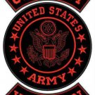 Red U.S Army Veteran Iron on 3 Large Back Patches Set for Biker Vest Jacket