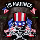 U.S. Marines Skull & Flags Patches Set Embroidered for Biker Vest Jacket