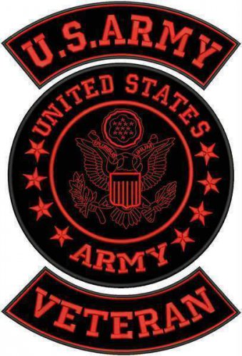 U.S ARMY VETERAN Iron on 3 Large Back Patches Set for Biker Vest Jacket