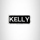 Kelly White on Black Iron on Name Tag Patch for Biker Vest NB126