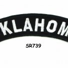 Oklahoma State White on Black Small Rocker Patch Front for Biker Jacket Vest