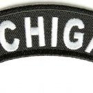 Michigan State White on Black Small Rocker Patch Front for Biker Jacket Vest
