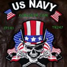 U.S. Navy Skull & Flags Patches Set Embroidered for Biker Vest Jacket