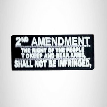 Small Patch 2nd Amendment White on Black Iron on for Biker Vest SB511