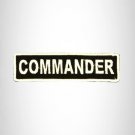 COMMANDER White on Black Small Patch Iron on for Biker Vest SB704