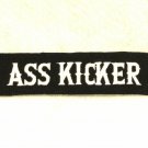 Ass Kicker White on Black Small Patch Iron on for Biker Vest SB748