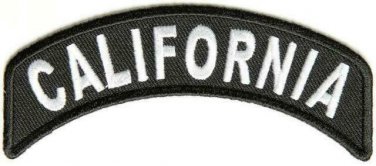 California State White on Black Small Rocker Patch Front for Biker Jacket Vest