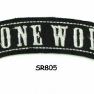 Lone Wolf White on Black Small Rocker Patch Front for Biker Jacket Vest