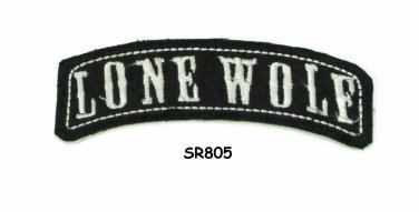 Lone Wolf White on Black Small Rocker Patch Front for Biker Jacket Vest