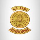 ARMY AIRBORNE Brown on Gold Iron on 3 Large Back Patches Set for Biker Vest Jack