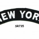 New York State White on Black Small Rocker Patch Front for Biker Jacket Vest