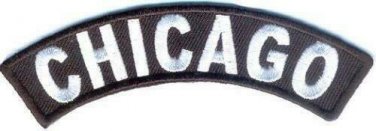 Chicago State White on Black Small Rocker Patch Front for Biker Jacket Vest