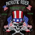 Patriotic Rider Skull & Flags Patches Set Embroidered for Biker Vest Jacket