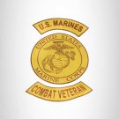 MARINES COMBAT VETERAN Brown on Gold Iron on 3 Large Back Patches Set for Biker