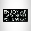 ENJOY ME White on Black Small Patch Iron on for Vest Jacket SB586