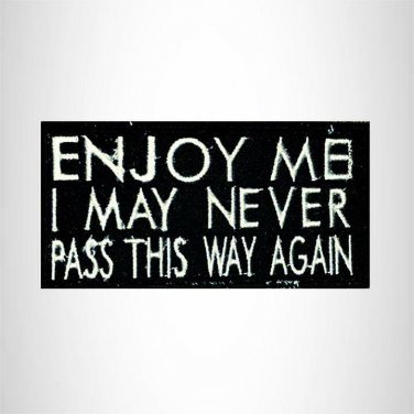 ENJOY ME White on Black Small Patch Iron on for Vest Jacket SB586