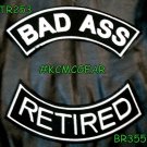 BAD ASS RETIRED Rocker 2 Patches Set Sew on for Vest Jacket