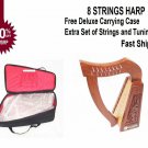 Celtic Irish Rose Harp 8 Strings Solid Wood Great for Children New