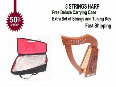 Celtic Irish Rose Harp 8 Strings Solid Wood Great for Children New
