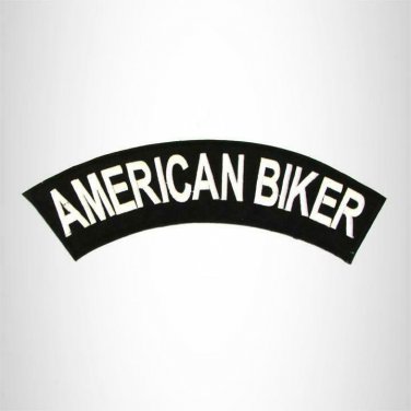 AMERICAN BIKER White on Black Top Rocker Patch for Biker Vest Jacket TR342