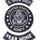 U.S ARMY OL' SKOOL BIKER FEAR NONE Iron on 3 Large Back Patches Set for Biker Ve