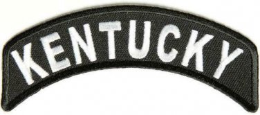 Kentuky State White on Black Small Rocker Patch Front for Biker Jacket Vest