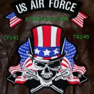 U.S. Air Force Skull & Flags Patches Set Embroidered for Biker Vest Jacket