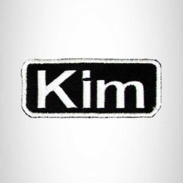 Kim White on Black Iron on Name Tag Patch for Biker Vest NB125