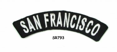 San Francisco State White on Black Small Rocker Patch Front for Biker Jacket Ves
