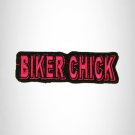BIKER CHICK Red on Black Small Patch Iron on for Biker Vest SB689