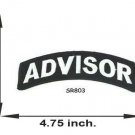 Advisor White on Black Small Rocker Patch Front for Biker Jacket Vest