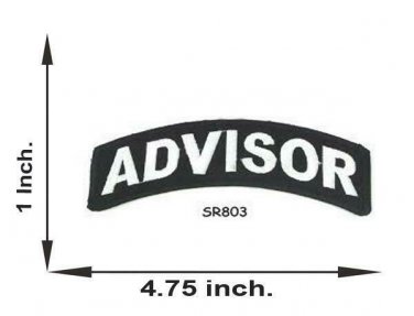 Advisor White on Black Small Rocker Patch Front for Biker Jacket Vest