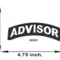 Advisor White on Black Small Rocker Patch Front for Biker Jacket Vest
