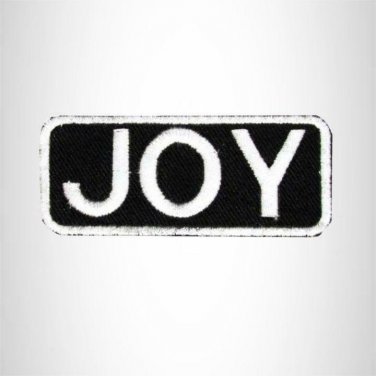Joy White on Black Iron on Name Tag Patch for Biker Vest NB120