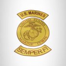 MARINES SAMPER FI Brown on Gold Iron on 3 Large Back Patches Set for Biker Vest