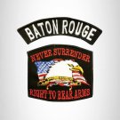 BATON ROUGE and NEVER SURRENDER Small Patches Set for Biker Vest