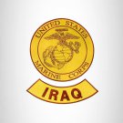 MARINE CORPS IRAQ Brown on Gold 2 Patches Set Iron on for Biker Vest and Jacket