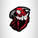 Left Reaper Red & white on Black Iron on Small Patch for Biker Vest SB1018