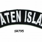 Staten Island State White on Black Small Rocker Patch Front for Biker Jacket Ves