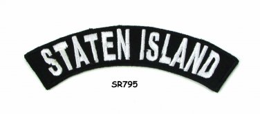 Staten Island State White on Black Small Rocker Patch Front for Biker Jacket Ves