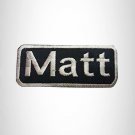 Matt White on Black Iron on Name Tag Patch for Biker Vest NB177