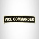 VICE COMMANDER White on Black Small Patch Iron on for Biker Vest SB705