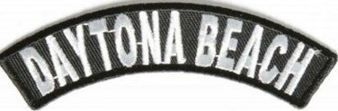Daytona State White on Black Small Rocker Patch Front for Biker Jacket Vest