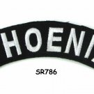 Phoenix State White on Black Small Rocker Patch Front for Biker Jacket Vest