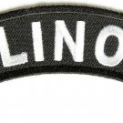 Illinois State White on Black Small Rocker Patch Front for Biker Jacket Vest