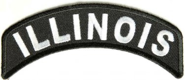Illinois State White on Black Small Rocker Patch Front for Biker Jacket Vest